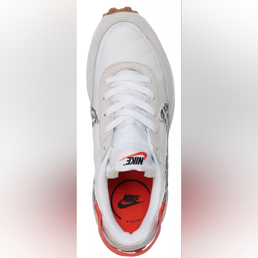 Nike Waffle Debut White Team Orange Leopard Sneakers Size 6.5 Like New - Picture 3 of 9
